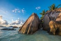 Tropical island beach, Source dÃ¢â¬â¢argent, La Digue, Seychelles Royalty Free Stock Photo